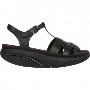 MBT Kiyo Women's Black Soft Leather Slingback Sandals with Curved Sole - Size 42