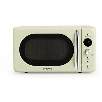 Microondas Grill Digital Retro Verde 900W - Capacidad 20L, Pantalla LCD, 3 Programas y 9 Menús Preinstalados