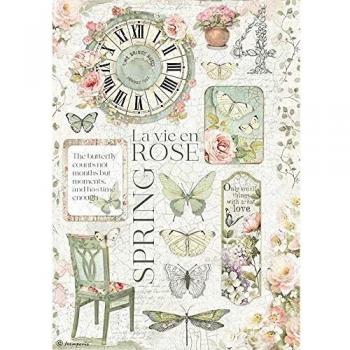 STAMPERIA INTERNATIONAL, KFT Papel de arroz A4 – La Vie en Rose, Multicolor