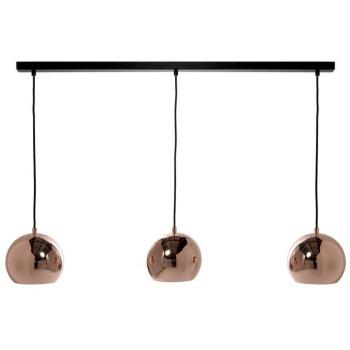 Lámpara colgante Frandsen Ball Track 3 luces cobre brillante rosa y dorado 100 cm