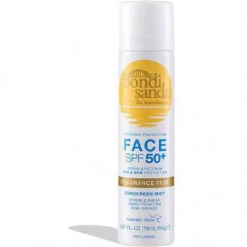 Bondi Sands SPF 50+ Fragrance Free Sunscreen Face Mist - Broad Spectrum UVA & UVB Protection, 60 g, Dermatologically Tested, Cruelty Free, Invisible Finish, 72 Hour Hydration