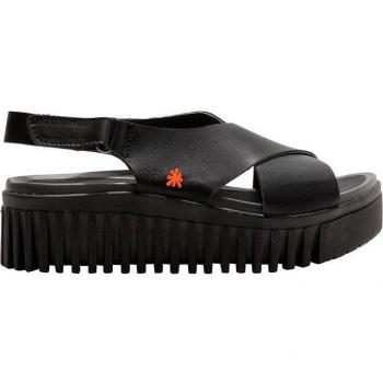Sandalias de plataforma de mujer de piel de color negro