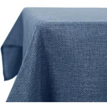 Deconovo Mantel de Mesa Rectangular Efecto Lino 130 x 160 cm Azul