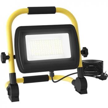 Foco LED Portátil Homcom 50W/100W Recargable con Soporte Ajustable IP65 4250/8500 Lúmenes Amarillo y Negro