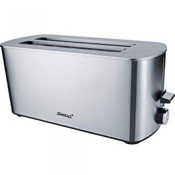 Steba Tostadora automática de ranura larga TO 21 Inox para 4 rebanadas Carcasa antihuellas 7 niveles de tostado ajustable 4 funciones: tostado, descongelación, calentamiento, tope