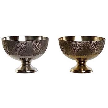 Centro de Mesa DKD Home Decor Dorado Plateado Moderno 25 x 25 x 18 cm (2 Unidades)