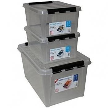 Orthex 3151545 Juego de 3 Clipbox Smart Store Classic 2 x 15 y 45 Caja Plástico 60 x 40 x 31 cm), transparente