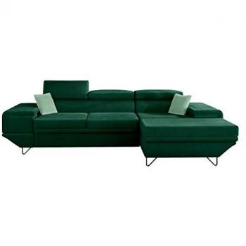 Sofá rinconero Comfivo 263, Magic Velvet, Función de descanso y Caja de ropa de cama, 290x171x71cm