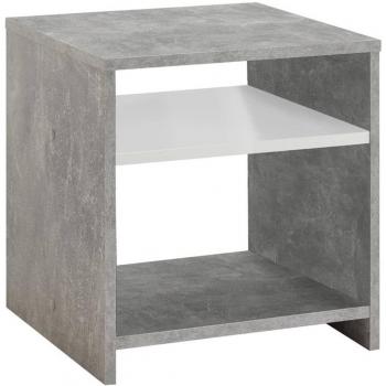 Mesa de centro FMD con estante, color gris hormigón y blanco