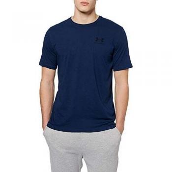 Under Armour Sportstyle Left Chest T-Shirt for Men - Dark Blue, Size Small, Short Sleeve, Cotton, Fast-Drying, Graphic Design