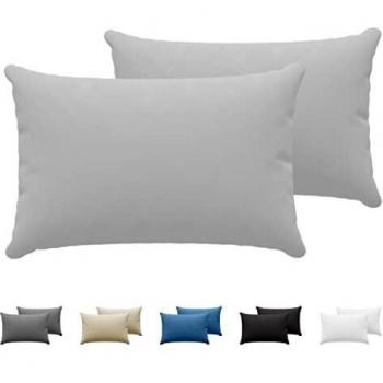 Dreamzie Juego de 2 x Fundas de Almohada 50x70 cm Gris 100% Algodon Jersey - Funda de Almohada Algodon 50x70 - Funda Cojin para Cama 50x70 - Protector de Almohada