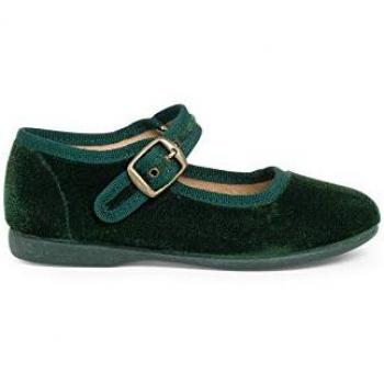Merceditas de Niña en Terciopelo con Hebilla - Talla 22 Color Verde