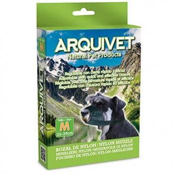 ARQUIVET Bozal para Perros Nylon M Color Negro adiestramiento y Paseo de Nuestros Perros - Protección para Perros medianos - Accesorios caninos