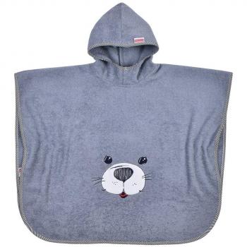 Poncho de baño infantil foca gris 60 x 75 cm