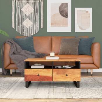 Mesa de centro vidaXL madera maciza mango y contrachapada 80x54x40 cm Marrón claro