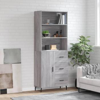 Aparador alto de madera contrachapada gris sonoma 69,5x34x180 cm