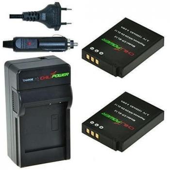 ChiliPower EN-EL12 - Juego de 2 baterías y Cargador para Nikon Coolpix AW100-AW110s, P300-P330, S31, S70, S610-S640, S710, S800c, S1000pj, S1100pj, S1200pj, S6000-S6300, S8000-S8200, S9050-S9500