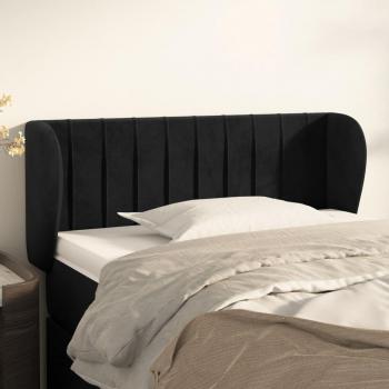 Cabecero de oreja negro en terciopelo, dimensiones 83x23x78/88 cm