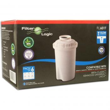 FilterLogic FL601T - 6 unidades - cartucho de filtro compatible con BRITA Classic / BWT Anna / Kenwood Universal / Laica Multi-Flux Classic / Aquaphor B100 / Dafi Classic - 102109 - jarra filtrante