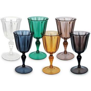 Excelsa Country Chic Juego de 6 Copas de Vino irrompibles, plástico, Multicolor