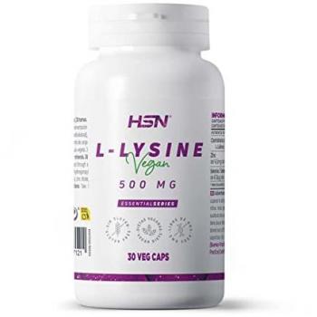 Lisina 500 mg de HSN | 30 Veg Caps | 1500 mg por Dosis Diaria de L-Lisina HCl en Cápsulas | Alta Concentración | Con Zinc y Selenio | No-GMO,