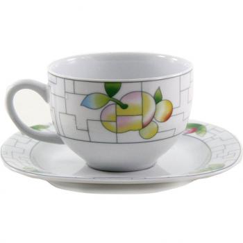 Thun Leon Puzzle Taza Alta y Plato de Té, Porcelana, Blanco, 12x12x8 cm