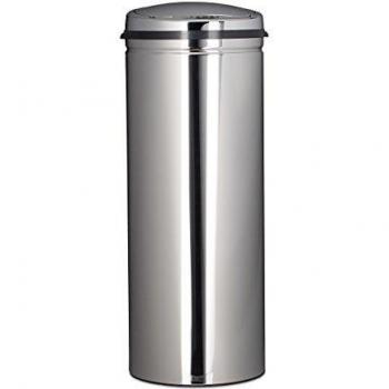 Cubo de Basura Cocina 50 l con Sensor, Acero Inoxidable, Tapa Automática, Redondo, Plateado - Relaxdays