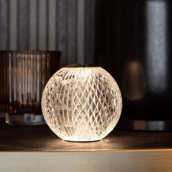 Lámpara de Mesa Recargable LED Cintra Ø 11 cm - Transparente, 1x2W, 3000K, Regulable en 3 Niveles