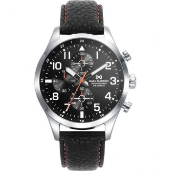 Mark Maddox HC0129-54 - Reloj de hombre con cronógrafo, correa de piel negra y caja de acero