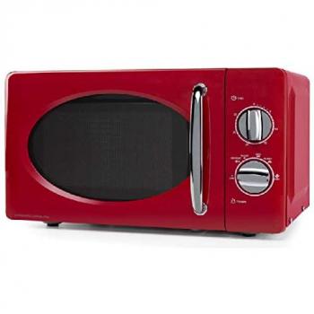 Microondas Vintage Rojo Orbegozo 700 W, Capacidad 20 L, 6 Niveles de Potencia, Temporizador de 30 Minutos