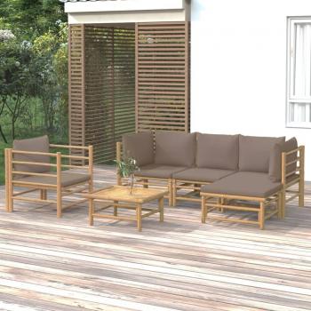 vidaXL 6-Piece Garden Lounge Set with Taupe Cushions and Bamboo Frame
