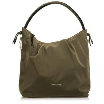 Bolso de hombro Mariamare Callis verde en tejido con asa trenzada y asa bandolera extraíble, cierre con cremallera