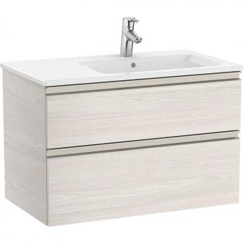Mueble de baño Roca The Gap con 2 cajones y lavabo a la derecha, color Fresno nórdico, medidas 805 x 460 x 537 mm