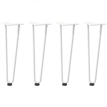 Patas de mesa tipo horquilla 4 uds acero macizo blanco 42 cm