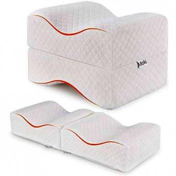 Misiki Almohada Piernas Dormir Almohada Rodillas Ergonomica para Durmientes de Lado Cojín Ortopédico con Almohada Espuma Memoria para Alivia el Dolor en la Espalda, Caderas y Ciática