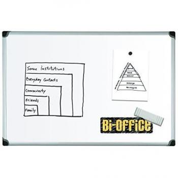 Bi-Office Maya W - Pizarra blanca magnetica, esmaltada, con marco de aluminio, 120 x 90 cm