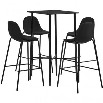 Juego de mesa alta y taburetes 5 piezas tela negra