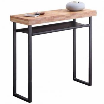 Mueble recibidor Pop en roble Nordish y negro, dimensiones 90x30x80 cm, combinación de madera y metal, ideal para entrada o pasillo