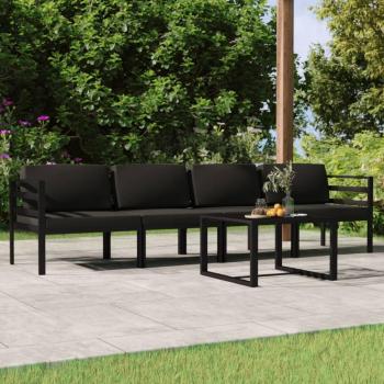 5-Piece Anthracite Aluminum Garden Lounge Set with Cushions