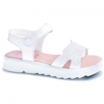Sandalias Abiertas de Niña Pablosky en Piel Blanca con Cierre de Velcro - Modelo 430700 - Cómodas y Elegantes