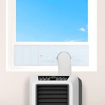 BROSYDA Aislante para Ventanas Correderas Aires Acondicionados Portátiles y Secadoras, Sello de Ventana 25x56~92cm Longitud Ajustable, Sin Perforación Fácil de Instalar Kit de Ventilación de Ventana