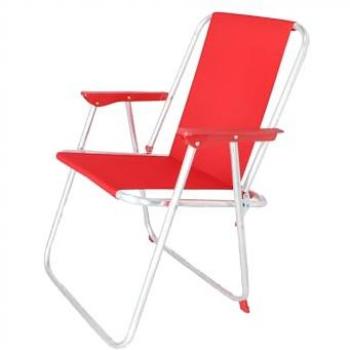 Silla de Playa Metálica Plegable Roja 44x44x74 cm - Portátil y Resistente