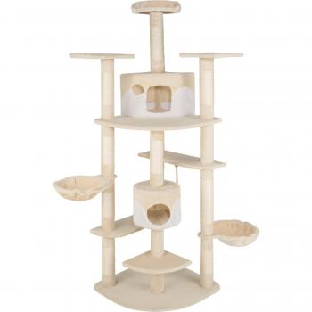 Rascador para gatos Nelly - árbol rascador con 2 casetas bicolor, 2 nidos basculantes, 3 plataformas, cuerda de juego, acabado de calidad superior y robusta estructura