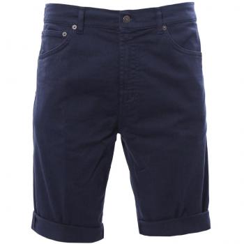 Dondup Blue Cotton Short - W32, Casual Shorts, male, Blue, Size: W32, Stretch Cotton Bermuda Shorts with Metallic Logo
