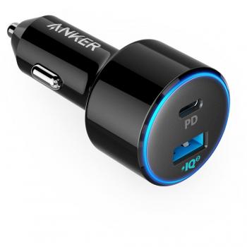 Anker Car Charger, USB-C Car Charger, PowerDrive Speed+ 2 with Power Delivery for MacBook, Pixel, iPhone X/8 Plus, iPad Pro 2018, and PowerIQ 2.0 Fast Charge for Samsung S9, Galaxy Series, and More