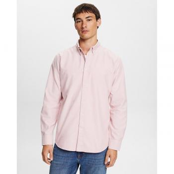 Camisa Esprit slim rosa - Camisa básica de hombre tipo oxford algodón