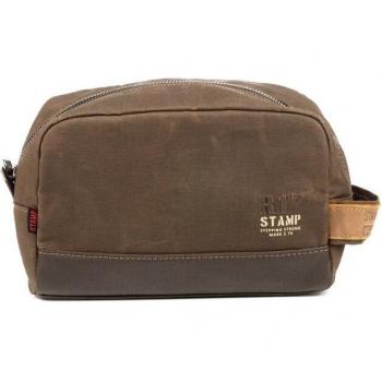 STEPPING STRONG STAMP - Neceser de hombre en lona encerada de color taupe