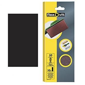 Flexovit 63642526314 Hojas Cortadas de Papel Lija, A203, Blíster, Grueso Grano, 50 Tamaño Grano, 93 mm A x 230 mm L, Set de 10