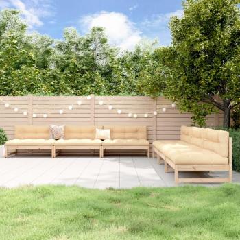 6 Piece Solid Pine Wood Garden Lounge Set