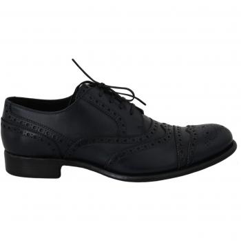 Dolce & Gabbana Dark Blue Leather Wingtip Oxford Dress Shoes - EU39/US6